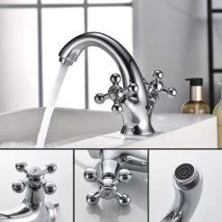 Lucca - Retro Basin Tap, Vintage Bathroom Mixer, Chrome, Silver -Comfort Bathroom Store 71428609 3