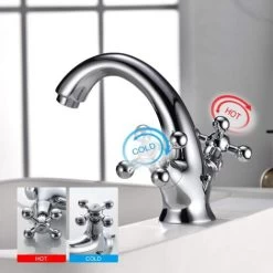 Lucca - Retro Basin Tap, Vintage Bathroom Mixer, Chrome, Silver -Comfort Bathroom Store 71428609 4