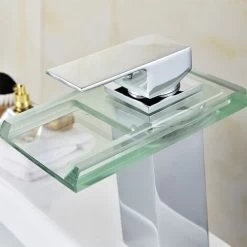 MUFF Intelligent Luminous Waterfall Copper Faucet Bathroom Sink Countertop And Low Basin Bathroom Cabinet Hot And Cold Hot And Cold LED -Comfort Bathroom Store 71497838 3