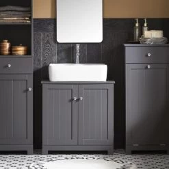 SoBuy Under Sink Cabinet Bathroom Storage Cabinet With 2 Doors,BZR18-DG 8 SoBuy Under Sink Cabinet Bathroom Storage Cabinet With 2 Doors,BZR18-DG -Comfort Bathroom Store 71536675 2