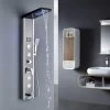 SUGUWORD Shower Tower Panel Stainless Steel 5 Functions Rainfall Waterfall Shower Head Hydroelectricity Massage Jet Handheld Shower Sprayer Wall Mounted Brushed Nickel And Black Shower Panel Column -Comfort Bathroom Store 71582337 1