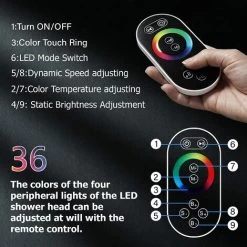 SUGUWORD LED 14X20 Inch Waterfall Rainfall Shower Head Multifunction Shower Head Square Ceiling Mounted Shower Head Solid Brass High Pressure Shower Head Remote Control Shower Head Brushed Nickel -Comfort Bathroom Store 71582344 4