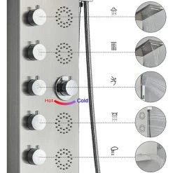SUGUWORD Shower Panel Tower With 6 Functions Rainfall And Waterfall Shower Temperature Display Hand Shower Back Massage Jets And Bathtub Spout Wall Mounted Shower System Brushed Nickel -Comfort Bathroom Store 71582347 4