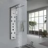 SUGUWORD Thermostatic Shower Tower Panel Temperature Screen 5 Functions,Rainfall And Waterfall Shower Head+Hand Sprayer+Massage Jets+Tub Spout,3 Handles Thermostatic Control Brushed Nickel