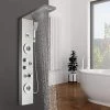 SUGUWORD Shower Panel Tower With 6 Functions Rainfall And Waterfall Shower Back Massage Jets Temperature Display Hand Shower And Bathtub Spout Wall Mounted Shower System Brushed Nickel Stainless Steel
