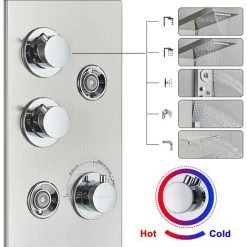 SUGUWORD Shower Panel Tower With 6 Functions Rainfall And Waterfall Shower Back Massage Jets Temperature Display Hand Shower And Bathtub Spout Wall Mounted Shower System Brushed Nickel Stainless Steel -Comfort Bathroom Store 71582358 4