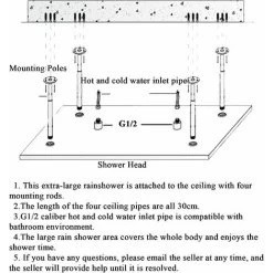 SUGUWORD LED 24 Inch Rainfall Shower Head Square Temperature Sensor 3 Colors Changing Polished Chrome Solid Brass Ceiling Mounted Bathroom High Pressure Luxury Rainfall Shower Head Full Body Coverage -Comfort Bathroom Store 71582361 3