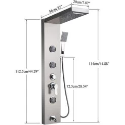 SUGUWORD Shower Panel Tower System 5 Function With Top Shower Head Body Massage Jets Handheld Shower Tub Spout Brushed Nickel Stainless Steel Bathroom Shower Column Wall Mounted -Comfort Bathroom Store 71582363 4