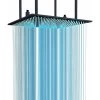 SUGUWORD LED 24 Inch Rainfall Shower Head Square Temperature Sensor 3 Colors Changing Matte Black Solid Brass Ceiling Mounted Bathroom High Pressure Luxury Rainfall Shower Head Full Body Coverage -Comfort Bathroom Store 71582373 1