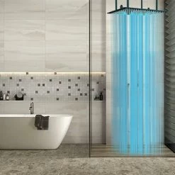 SUGUWORD LED 24 Inch Rainfall Shower Head Square Temperature Sensor 3 Colors Changing Matte Black Solid Brass Ceiling Mounted Bathroom High Pressure Luxury Rainfall Shower Head Full Body Coverage -Comfort Bathroom Store 71582373 5