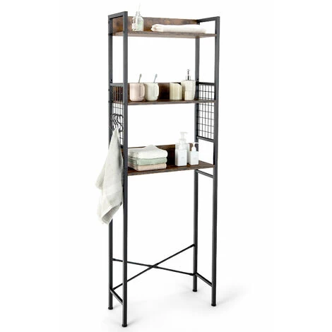 Industrial 3-Tier Over-The-Toilet Storage Shelf Bathroom Organizer Rack Toilet 3 Industrial 3-Tier Over-The-Toilet Storage Shelf Bathroom Organizer Rack Toilet
