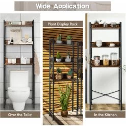 Industrial 3-Tier Over-The-Toilet Storage Shelf Bathroom Organizer Rack Toilet 9 Industrial 3-Tier Over-The-Toilet Storage Shelf Bathroom Organizer Rack Toilet -Comfort Bathroom Store 71772556 3