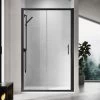 ELEGANT 1000mm Sliding Shower Enclosure Black Frame Shower Door 6mm Tempered Glass