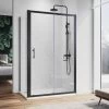 ELEGANT 1000 X 800 Mm Sliding Shower Enclosure Matt Black Frame Cubicle With Tray And Waste + Side Panel + Riser Kit -Comfort Bathroom Store 71854168 1