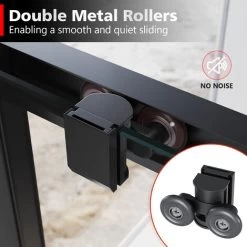 ELEGANT 1000 X 800 Mm Sliding Shower Enclosure Matt Black Frame Cubicle With Tray And Waste + Side Panel + Riser Kit -Comfort Bathroom Store 71854168 4