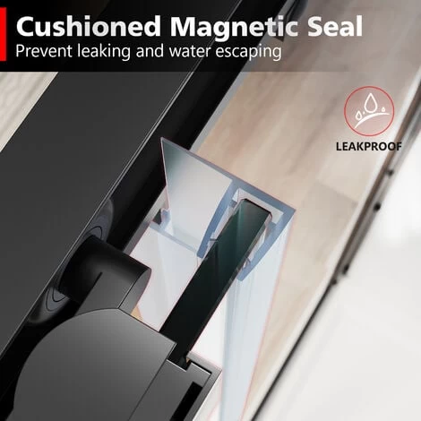 ELEGANT 1000mm Modern Sliding Shower Door Reversible Bathroom Shower Enclosure Cubicles Matt Black Frame 6mm Glass 6 ELEGANT 1000mm Modern Sliding Shower Door Reversible Bathroom Shower Enclosure Cubicles Matt Black Frame 6mm Glass - Image 4