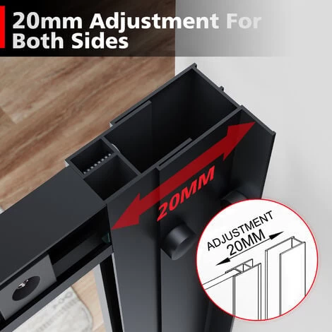 ELEGANT 1000mm Modern Sliding Shower Door Reversible Bathroom Shower Enclosure Cubicles Matt Black Frame 6mm Glass 7 ELEGANT 1000mm Modern Sliding Shower Door Reversible Bathroom Shower Enclosure Cubicles Matt Black Frame 6mm Glass - Image 5