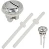 Universal 38mm Round Double Push Cistern Toilet Flush Button Chrome Plastic Closestool Replacement Double Rod Push Citern Water Tank Standard Part Silver 1 Pack