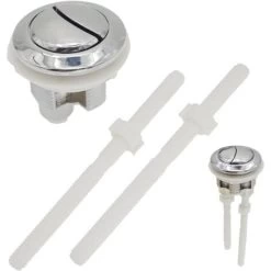 Universal 38mm Round Double Push Cistern Toilet Flush Button Chrome Plastic Closestool Replacement Double Rod Push Citern Water Tank Standard Part Silver 1 Pack