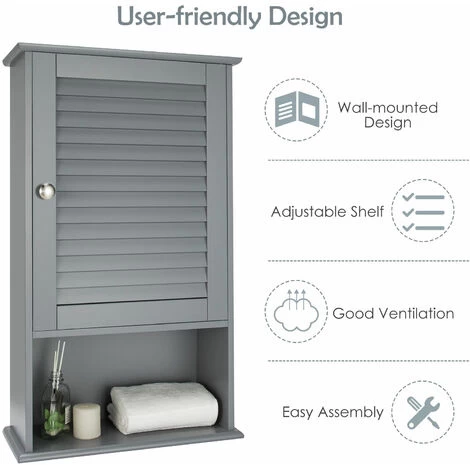 3-Tier Bathroom Cabinet Wall Mounted Storage Organizer Adjustable Shelves 7 3-Tier Bathroom Cabinet Wall Mounted Storage Organizer Adjustable Shelves - Image 5