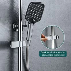 Hand Shower Holder, Shower Head Holder, Replaceable Handheld Shower Holder, Shower Holder, 18-25MM Diameter Adjustable, No Drilling (Black) -Comfort Bathroom Store 71966023 2