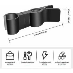 Hand Shower Holder, Shower Head Holder, Replaceable Handheld Shower Holder, Shower Holder, 18-25MM Diameter Adjustable, No Drilling (Black) -Comfort Bathroom Store 71966023 3