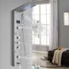 Shower Tower System Stainless Steel LED Rainfall Waterfall Shower Head LCD Display And Handheld Sprayer 8 Massage Jets Tub Spout,Brushed Nickel Finish -Comfort Bathroom Store 72218600 1