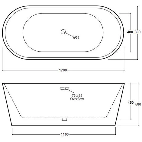 Freestanding Modern Double Ended Bath 1700mm - Duke By Voda Design 5 Freestanding Modern Double Ended Bath 1700mm - Duke By Voda Design - Image 3