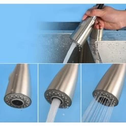 RHAFAYRETwo Function Kitchen Faucet Replacement Pull Out For Kitchen Sink Spray Head In Brushed 1/2" Interface -Comfort Bathroom Store 72319816 4