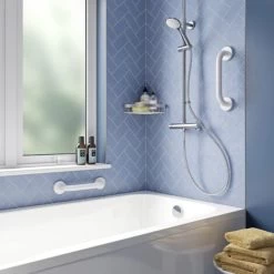 Croydex 30cm Stainless Steel Safety Grab Bar Rail, White -Comfort Bathroom Store 7249469 5