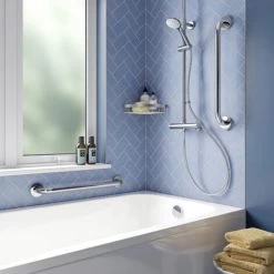 Croydex 60cm Stainless Steel Safety Grab Bar Rail, Chrome -Comfort Bathroom Store 7249470 5