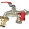 G6354 Double Outlet Garden Tap 1/2" – 3/4". Perfect For Patios And Decks With Timer Watering, Silver -Comfort Bathroom Store 72504845 1