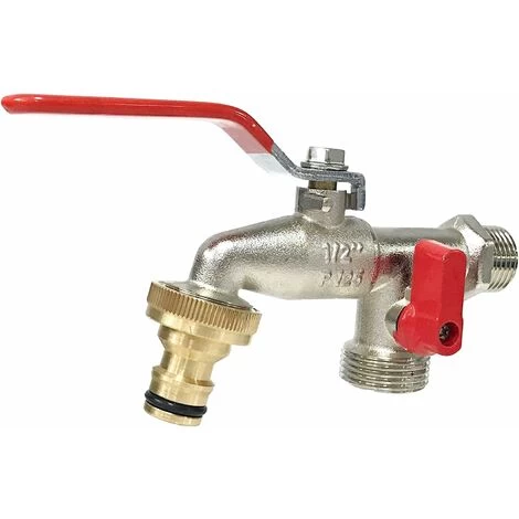 G6354 Double Outlet Garden Tap 1/2" – 3/4". Perfect For Patios And Decks With Timer Watering, Silver 7 G6354 Double Outlet Garden Tap 1/2" – 3/4". Perfect For Patios And Decks With Timer Watering, Silver - Image 5