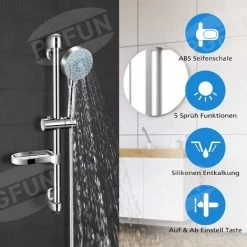 5 Modes Shower Set With Shower Column, Hand Shower, Shower Hose For Bathroom -Comfort Bathroom Store 72507692 4