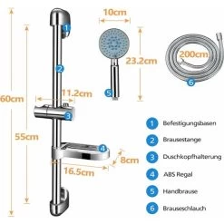 5 Modes Shower Set With Shower Column, Hand Shower, Shower Hose For Bathroom -Comfort Bathroom Store 72507692 5