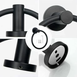 Matte Black Towel Ring, Modern Bathroom Wall Towel Ring, SUS304 Stainless Steel, Bathroom Towel Rack, Black Bathroom Hardware Set -Comfort Bathroom Store 72509280 5