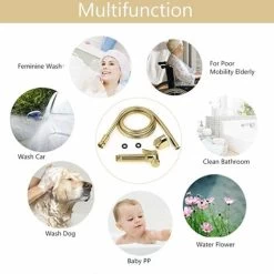 Hygiene Kit WC/Toilet Bidet Hand Shower Portable Wall Mounted Spray/Spray Head/Hand Shower Shattaf Set For Personal Care Hygiene Potty Toilet Gold -Comfort Bathroom Store 72586090 4