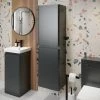Tall Bathroom Cabinet Storage Cupboard Wall Mounted Tallboy Unit Anthracite Grey -Comfort Bathroom Store 73917118 1