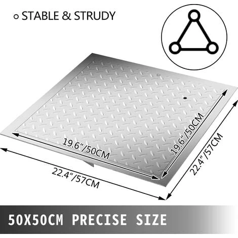 VEVOR Recessed Manhole Cover Powder-coated Drain Cover 50x50cm Steel Lid W/Frame 6 VEVOR Recessed Manhole Cover Powder-coated Drain Cover 50x50cm Steel Lid W/Frame - Image 4