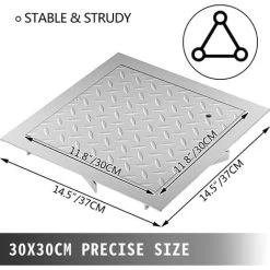 VEVOR Recessed Manhole Cover Powder-coated Drain Cover 30x30cm Steel Lid W/Frame -Comfort Bathroom Store 74438001 4