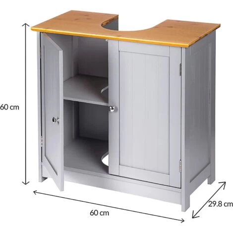 Under Sink Cabinet Cupboard Unit Double Doors Storage Bathroom Furniture Home GRAY 4 Under Sink Cabinet Cupboard Unit Double Doors Storage Bathroom Furniture Home GRAY - Image 2