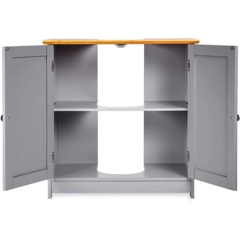 Under Sink Cabinet Cupboard Unit Double Doors Storage Bathroom Furniture Home GRAY 5 Under Sink Cabinet Cupboard Unit Double Doors Storage Bathroom Furniture Home GRAY - Image 3