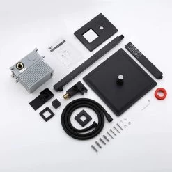 Black Shower Set 3-Function Concealed Shower System For Bathroom Wall Mounted 8-Inch Shower Head With Handheld Including Rough-in Valve Body And Trim Kit Square 9 Black Shower Set 3-Function Concealed Shower System For Bathroom Wall Mounted 8-Inch Shower Head With Handheld Including Rough-in Valve Body And Trim Kit Square -Comfort Bathroom Store 74678048 4