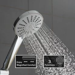 Shower Column Without Tap, Shower Bar With 22 Cm Round Shower Head And 3 Types Of Hand Showers With Jet, Shower Column With Double Outlet, Adjustable Height, Stainless Steel. - Chrome -Comfort Bathroom Store 74717616 3