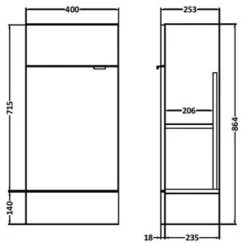 Hudson Reed White Gloss 400mm Comapct Vanity Unit - OFF103 -Comfort Bathroom Store 7472010 4
