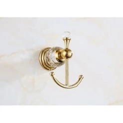 Clothes Hook Single Hook Clothes Hook Hanging Hook Gold Clothes Hook Crystal Coat Hook Back Door Wall Hook Stainless Steel Gold 1pc -Comfort Bathroom Store 74745849 3