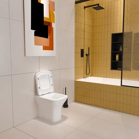 BTW Back To Wall Toilet Pan With Soft Close Seat Bathroom Cloakroom WC Modern 4 BTW Back To Wall Toilet Pan With Soft Close Seat Bathroom Cloakroom WC Modern - Image 2