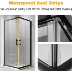 ELEGANT 760 X 760 Mm Sliding Corner Entry Shower Enclosure Door Cubicle Matt Black Frame -Comfort Bathroom Store 75178248 5