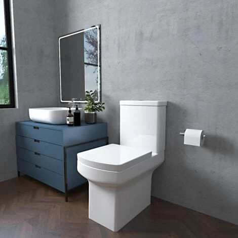 Sky White Ceramic Square Modern Toilet Close Coupled Bathroom Pan Soft Close Seat WC 4 Sky White Ceramic Square Modern Toilet Close Coupled Bathroom Pan Soft Close Seat WC - Image 2