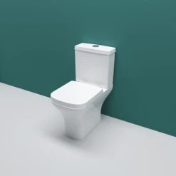 Sky Close Coupled Toilet Bathroom Cistern Ceramic Soft Close Seat White Square